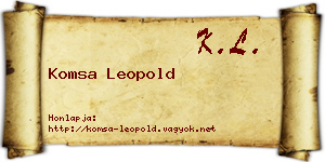 Komsa Leopold névjegykártya
